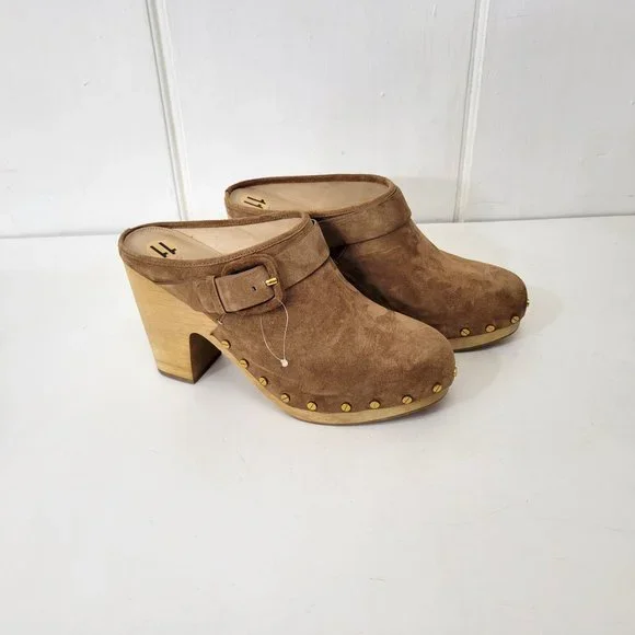 Veronica Beard Dacey Pecan Suede Clogs New - Picture 1 of 7